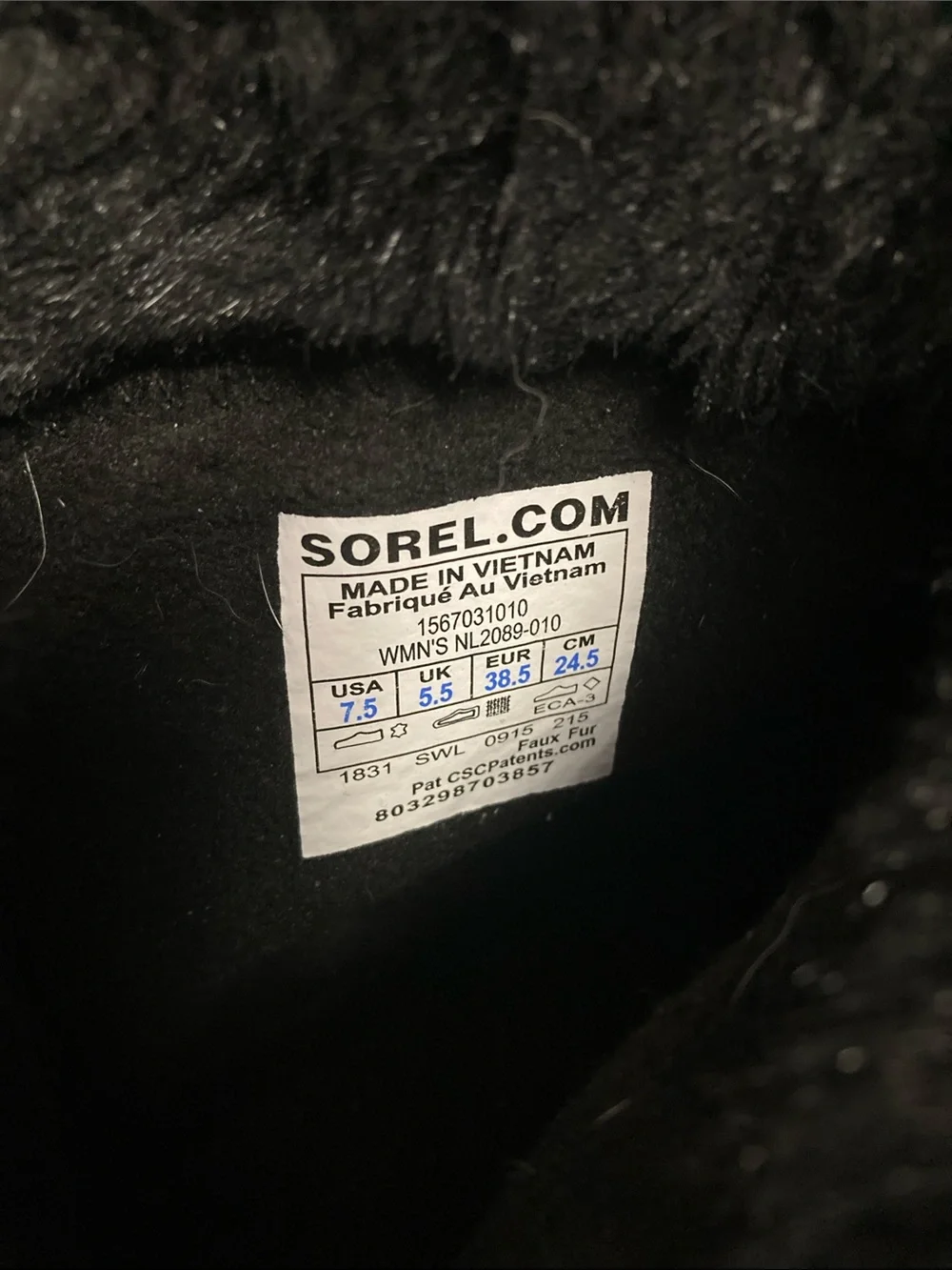 Sorel Waterproof Faux Fur Lined Mid-Calf Black Snow Boots US 7.5 lace up